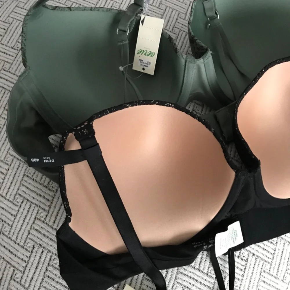 NWT Aerie Real Sunnie Demi Push Up Blossom Bras 40B Black and Green - Picture 2 of 6